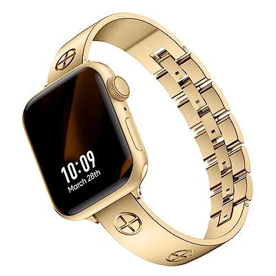 1 Dilando 45mm 44mm 42mm gold cool chain Bands compatible with Apple Watch  Women Men, Stainless Steel Metal Adjustable Replacement