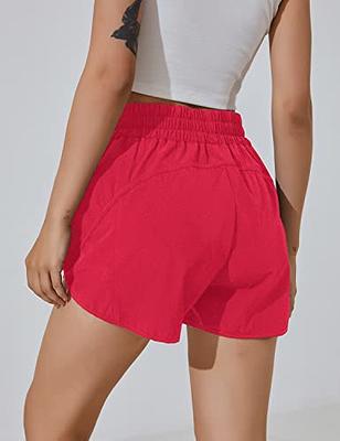 Women'S Running Shorts Elastic High Waisted Shorts Pocket Sporty