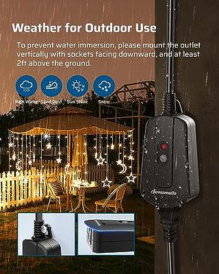 DEWENWILS Outdoor Remote Control Outlet, Wireless Remote Outlet Power  Switch, Weatherproof 15 A Heavy Duty Electrical Plug, 3 Grounded Outlets  for