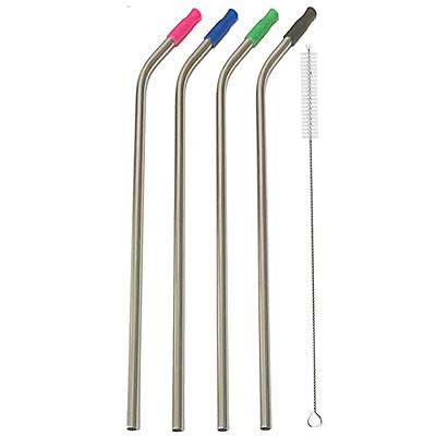 Metal Stainless Steel Straws, 4pcs 12 Ultra Long Reusable Metal Drinking  Straws with Cleaning Brush and Silicone Tips for Tall Tumblers