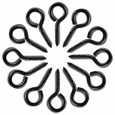 ECKJ Small Screw Eye Hooks Metal Eye Hook 90 Pieces Black Zinc