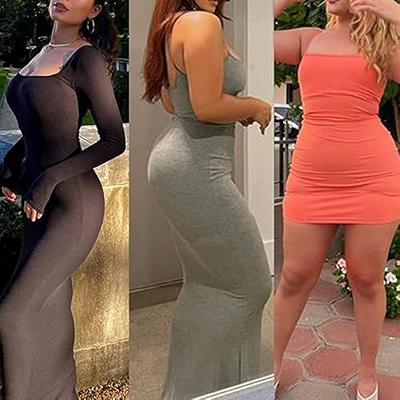 Popilush Bodycon Maxi Shaper Dress Built in Bra and Shorts for Women  Backless Long Full Slip Dresses with Bodysuit Tummy Control Red - Yahoo  Shopping