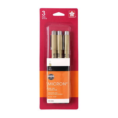 Sakura Pigma Micron Fineliner Pens, Archival Black, 01 Tip Size, 3 Pk -  Yahoo Shopping