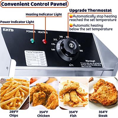 Electric Deep Fryer with Basket & Lid, 1500W 6L Stainless Steel Commercial Frying Machine, Countertop French Fryer with Temperature Control for Home