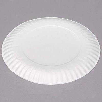 300 Pack Disposable White Uncoated Paper Plates, 9 Inch Large 300 Count