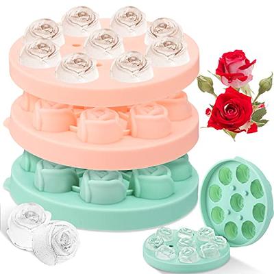 Pack 2, KooMall 3D Rose Ice Molds 2.5 Inch, Large Ice Cube Trays, Make 8  Giant Cute Flower Shape Ice, Silicone Fun Big Ice Ball Maker for Cocktails  Juice Whiskey Bourbon Freezer