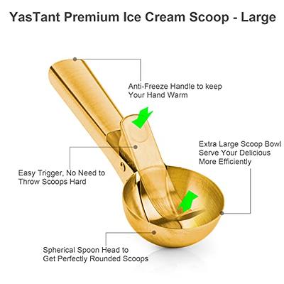 YasTant Premium Large Ice Cream Scoop with Trigger Ice Cream Scooper  Stainless Steel, Heavy Duty Metal Icecream Scoop Spoon Dishwasher Safe,  Perfect for Frozen Yogurt, Gelatos, Sundaes, Large Gold - Yahoo Shopping