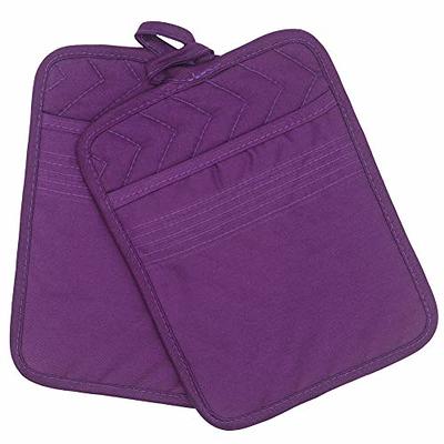 Cotton Pocket Pot Holder Kitchen Hot Pads Heat Resistant, Set of 4, Kitchen  Basic Trivet for Cooking and Baking, 7”x 9” (Purple) - Yahoo Shopping