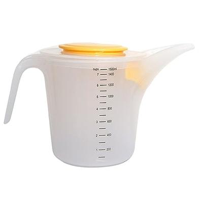 Jbk Pottery - Mixing Pitcher for Drinks, Plastic Water Pitcher with Lid and Plunger with Angled Blades, Easy-Mix Juice Container, 2-Quart Capacity (