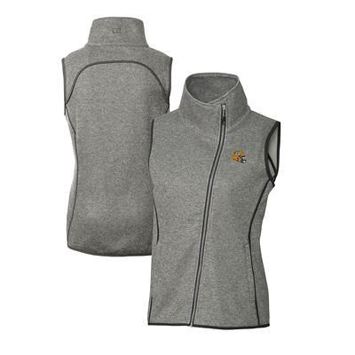 Women's Cutter & Buck Heather Charcoal Chicago Bears Throwback Logo Mainsail Basic Sweater Knit Fleece Full-Zip Vest