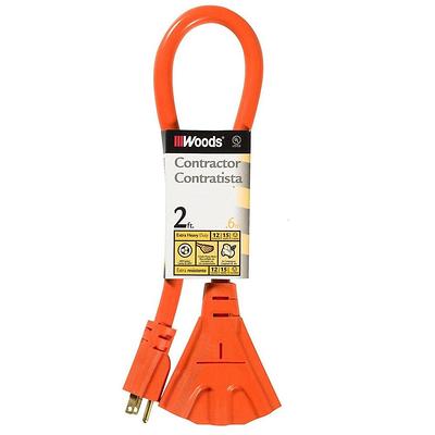 Woods 2 ft. 12/3 SJTW Multi-Outlet (3) Outdoor Extra Heavy-Duty