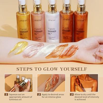 Shimmer Body Oil, Face and Body Liquid Luminizer, Highlighter Makeup Smooth  Glitter Glow Liquid Foundation, Waterproof Moisturizing Body Glow Shimmer