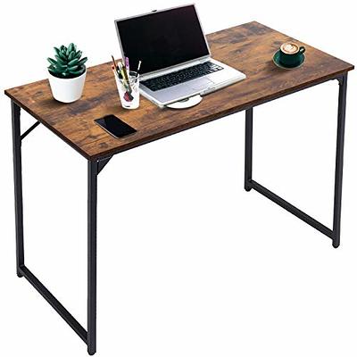 CubiCubi Study Computer Desk 47 Home Office Writing Small Desk, Modern  Simple Style PC Table, Black Metal Frame, Rustic Brown