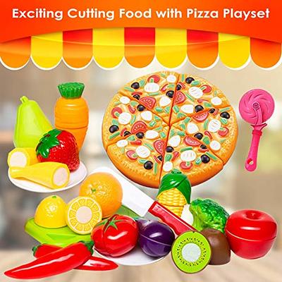  FUNERICA Toddler Kitchen Accessories Playset with Cutting Food  Vegetables and Stainless-Steel Play Pots - Pretend Kids Cooking Utensils -  Apron & Chef Hat - Toy Knife & Cutting Board for Girls