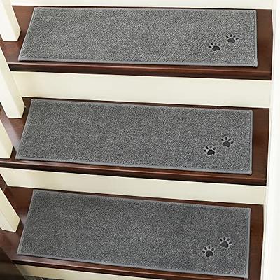 15pcs Indoor Non-Slip Stair Carpet Mats for Wooden Steps-Brown - Color: Brown