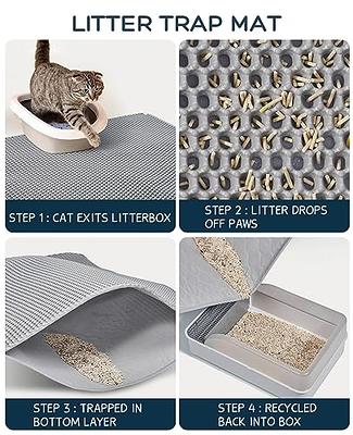 BurgeonNest 45x32 Cat Litter Mat, Extra Large Litter Box Mat, Honeycomb  Double Layer Kitty Litter Trapping Mat, Urine Proof & Waterproof, Easy