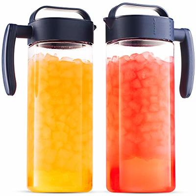 2 Pack Plastic Water Pitcher with Flip Spout Lid,Water Container for Fridge  Door