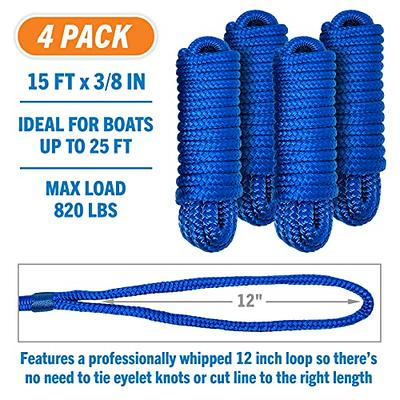 Dock Lines Boat Ropes for Docking 3/8 Line Braided Mooring Marine Rope  15FT