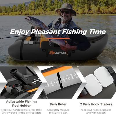 Goplus Inflatable Float Tube, Fishing Float Tube with Paddle