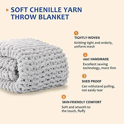 Chunky Knit Blanket Throw Soft Chenille Yarn Knit Blanket for Bed Sofa Boho  Fluffy Thick Tightly Woven Throw Machine Washable (Color : Beige, Size 