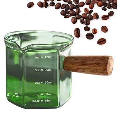 Measuring Cups with Wooden Handle, Espresso Shot Glass, Double