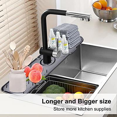 Kitchen Sink Splash Guard Mat - Silicone Sink Water Splash Catcher Pad  Behind Faucet for Kitchen, Bathroom, Sink Draining Dish Drying Mat  Countertop Splash Protector & Storage 