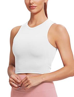 CRZ YOGA Butterluxe Racerback Workout Tank Tops for Women Sleeveless Gym  Tops Athletic Yoga Shirts Camisole Small White