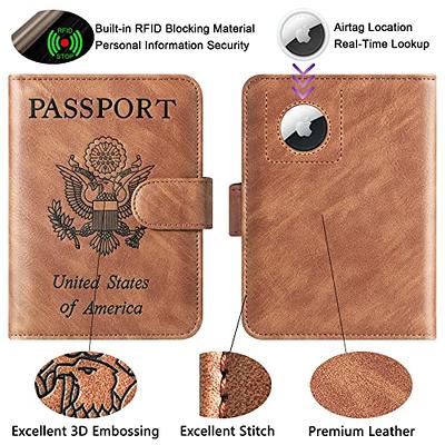 AirTag Passport Holder, RFID Blocking Passport Wallet with Air Tag