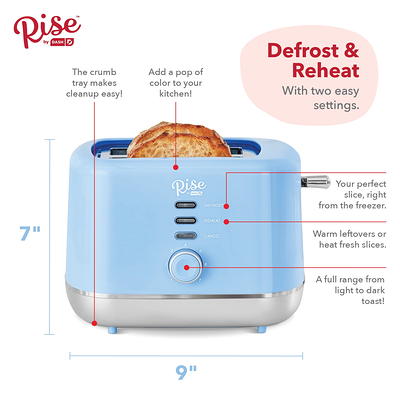 Rise by Dash 2-Slice Toaster: Defrost, Reheat + Auto Shut off, 7 Browning  Levels for Bread, English Muffins & More - Blue - Yahoo Shopping