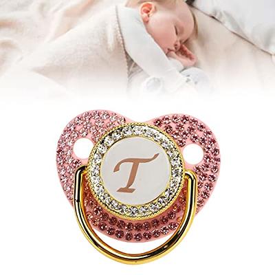 26 Name Initial Pacifier Pacifier Rhinestone Golden Baby Bling Silicone  Letters