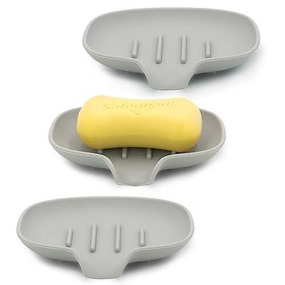 2 Pack Silicone Soap Dish With Drain Bar Soap Holder For Shower