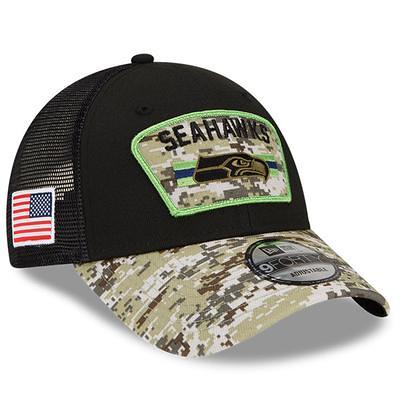 Men's New Era Black/Camo Seattle Seahawks 2022 Salute to Service 9FORTY Snapback Trucker Hat