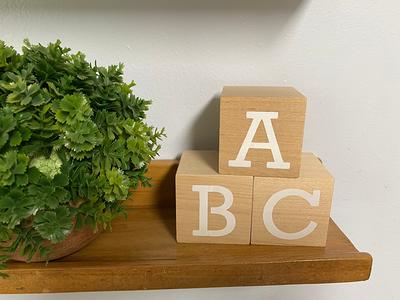 Baby Nursery Blocks, Abc Blocks Shower Decorations Wood Neutral