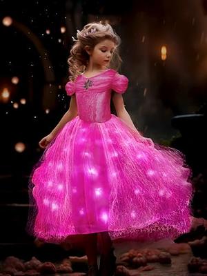  UPORPOR Light Up Dress Tiana Costume for Girls