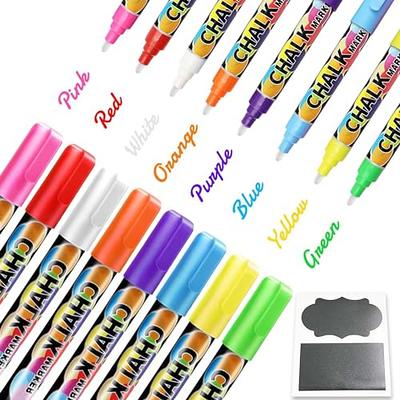 QUEFE 8pcs White Chalk Markers Liquid Chalk Markers, Chalkboard Markers Dry  Erase Marker Pens with 3mm 6mm 10mm Reversible Tips and Chalk Labels for