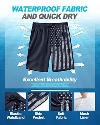 Men's Usa-Flag- Swim Trunks with Mesh Lining Swim Shorts for Quick