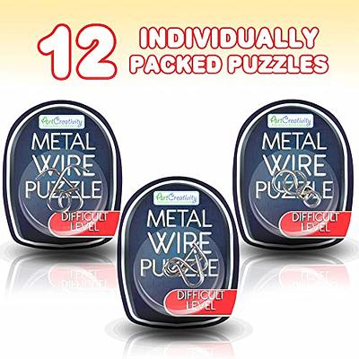 Metal Brain Teaser Puzzles Set of 36 with Pouch, Steel IQ Puzzle