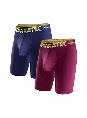 Separatec Men's Quick Dry Sport Performance Dual Pouch Boxer Long Leg  Underwear