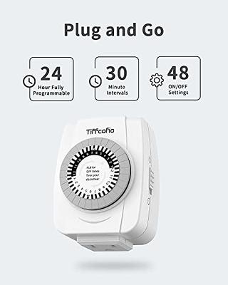 24 Hour Timer Outlet Fosmon 3-Prong Dual Plug-In Mechanical Grounded ETL Listed