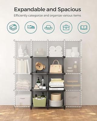 SONGMICS Cube Storage Organizer, 12-Cube Closet Storage Shelves, DIY Plastic Closet Cabinet, Modular Bookcase, Storage