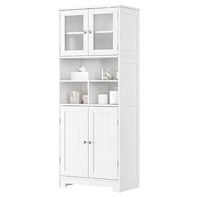 TUOXINEM Storage Cabinet for Small Spaces, Over The Toilet Cabinet for  Skinny Bathroom Storage Corner Floor, Slim Paper Cabinet with 2 Doors &  Shelves