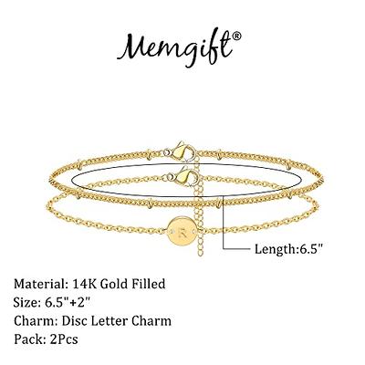 Personalized Heart Disc & 2 Letter Bracelet in 14k Gold