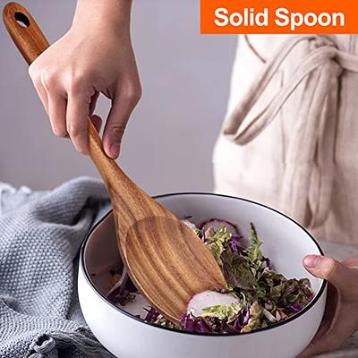 2-Piece 14 inch Large Wooden Spoon Set Slotted Spoon with Hole and  Non-Stick Cooking Spoons Teak Wood Kitchen Spatula for Mixing Spoons  Stirring Serving Spoon - Yahoo Shopping