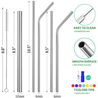 24 Pcs Highly Clear Reusable Straws with 4 Straw Brushes 10.5 in Long Hard  Plastic Drinking