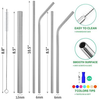 Set of 4 Reusable Metal Straws, Long Stainless Steel Straw with Cleaning  Brushes and Case, Drinking for 30 oz and 20 oz Tumblers.