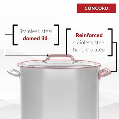 Concord Stainless Steel Stock Pot w/Steamer Basket Cookware Great for Boiling and Steaming (24 quart)