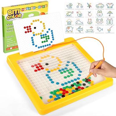 Magnetic Drawing Board for Kids and Toddlers Age 1-6, Doodle Board with  Magnetic Pen and Colorful Beads for Kids, Magnetic Dot Art, Travel Toys for