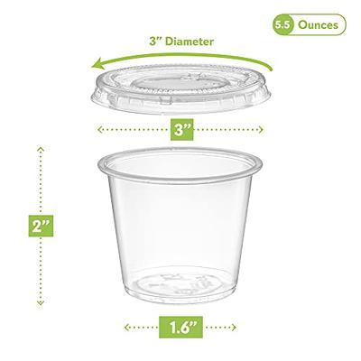 5 oz - 100 Sets} Clear Diposable Plastic Portion Cups With Lids, Small Mini  Containers For