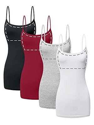 Long Cami With Built in Shelf Bra Adjustable Strap Women Layering Basic  Tank Top