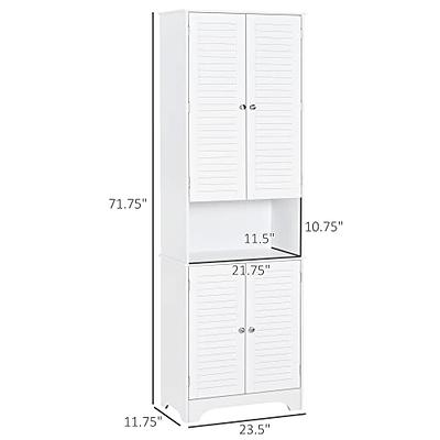 Tall Narrow Bathroom Storage Cabinet with Doors in Black